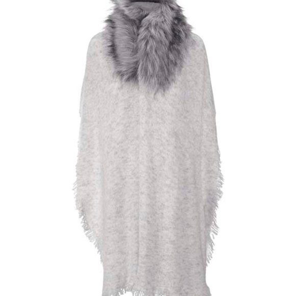 Cabi 4081 Winter White & Gray Faux Fur-Trim Heavenly Wrap New in Bag - Picture 3 of 8